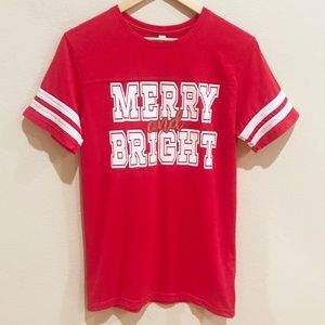 Merry and Bright LAT Red Jersey Style T-Shirt